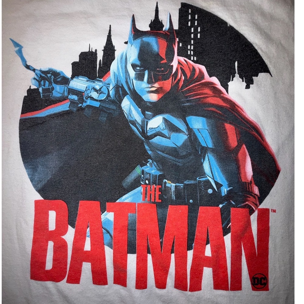 DC Comics The Batman Movie Graphic T-Shirt Mens Medium White Robert Pattinson